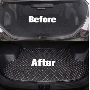 7D Car Trunk/Boot/Dicky PU Leatherette Mat for i10 Old  - Black